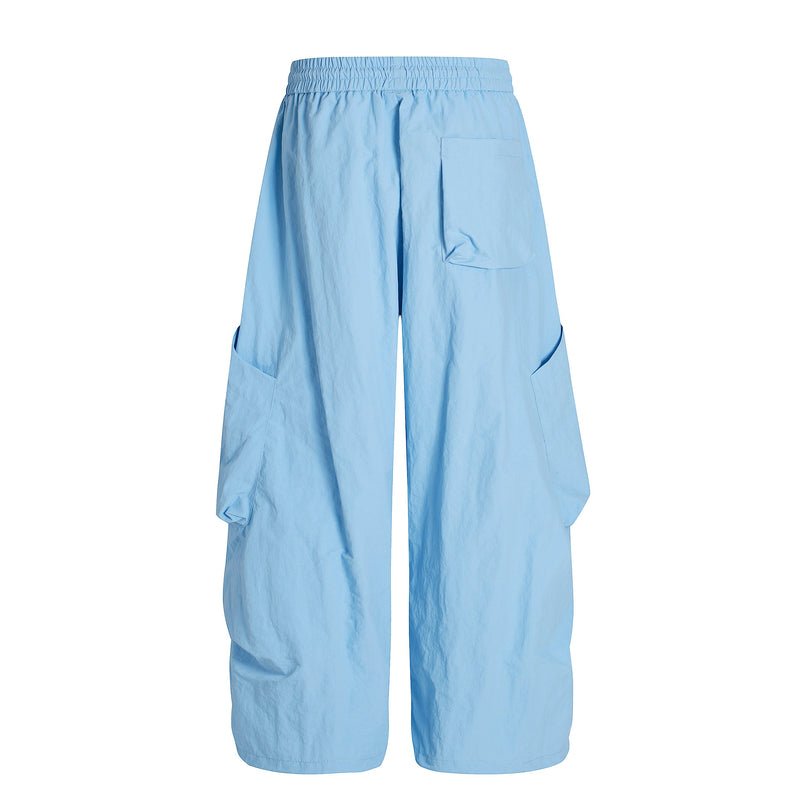 Nylon Utility Cargo Wide-Leg Pants | Pastel Streetwear