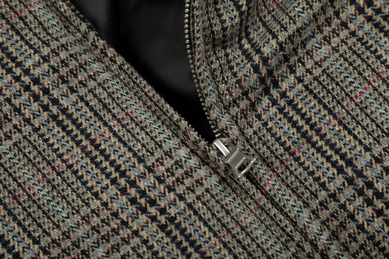 Vintage Plaid Wool Blend Bomber Jacket | Retro Check