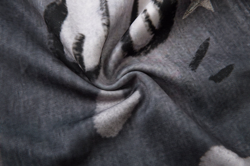 Cat Print Barrel Leg Jeans | Washed Grey Street Art Denim