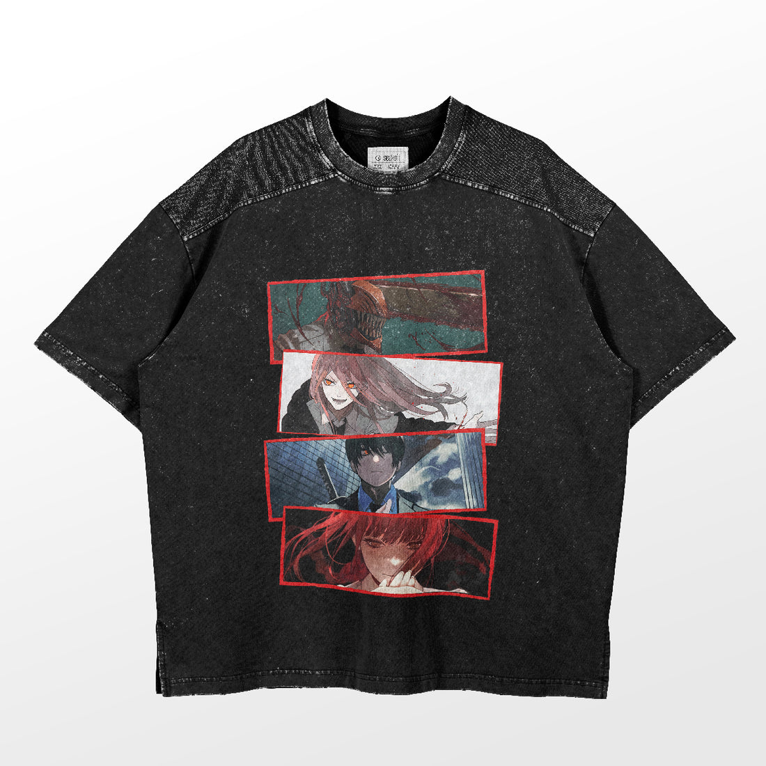 Chainsaw Man Character Montage T-Shirt – 100 % Baumwolle, Anime-Shirt mit stylischem Design