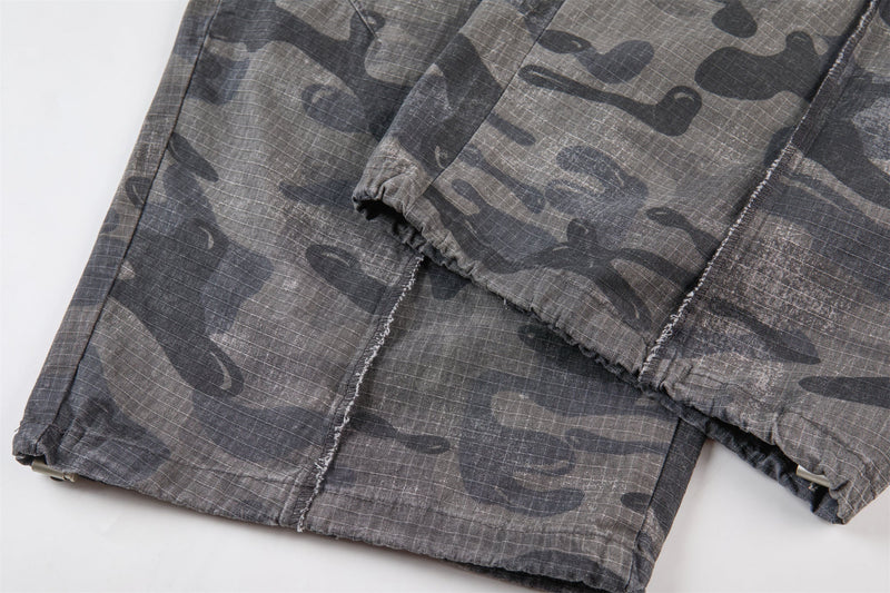 Omirad Dark Camo Wide-Leg Pants | Streetwear Utility Trousers