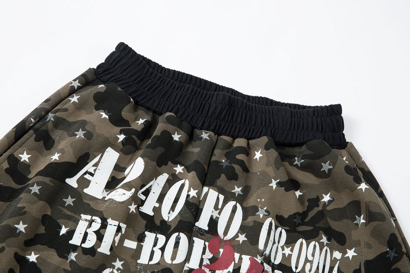 Omirad Star Camo Wide-Leg Sweatpants | Military Streetwear
