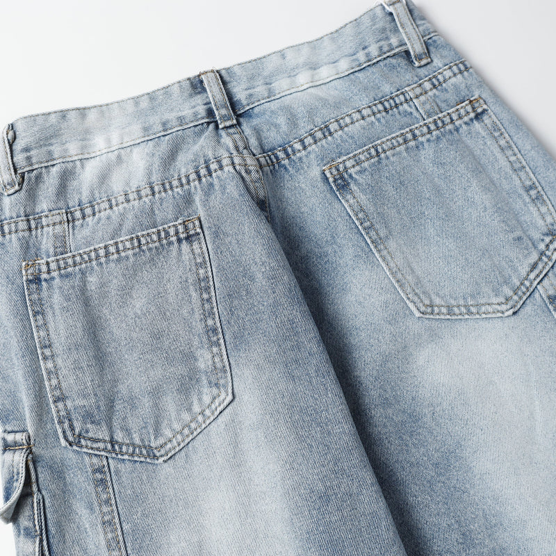 Distressed Multi-Pocket Cargo Denim Pants | Streetwear