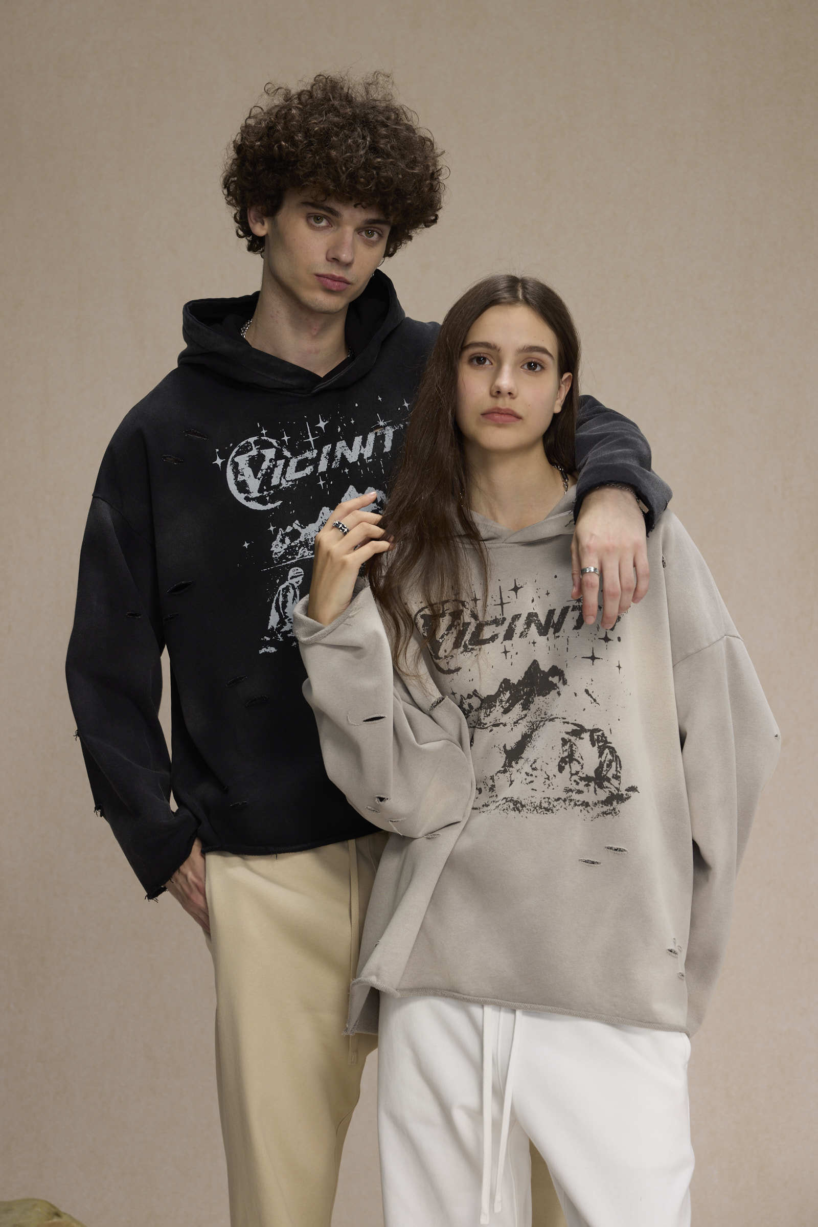 Vicinity Graphic Distressed Hoodie | Streetwear Oversized Fit