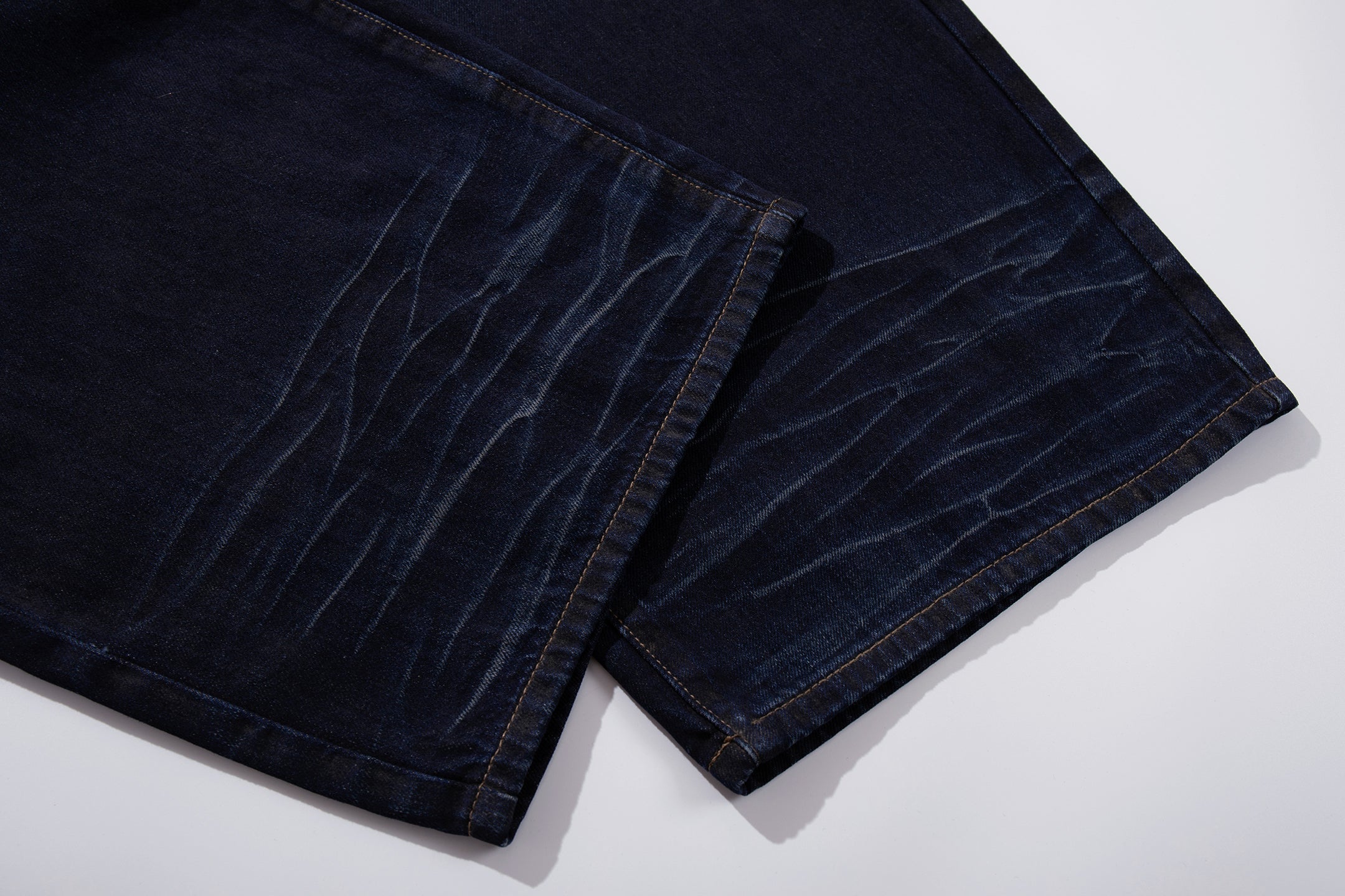 Omirad Leather-Patch Wide-Leg Jeans | Deep Indigo Denim