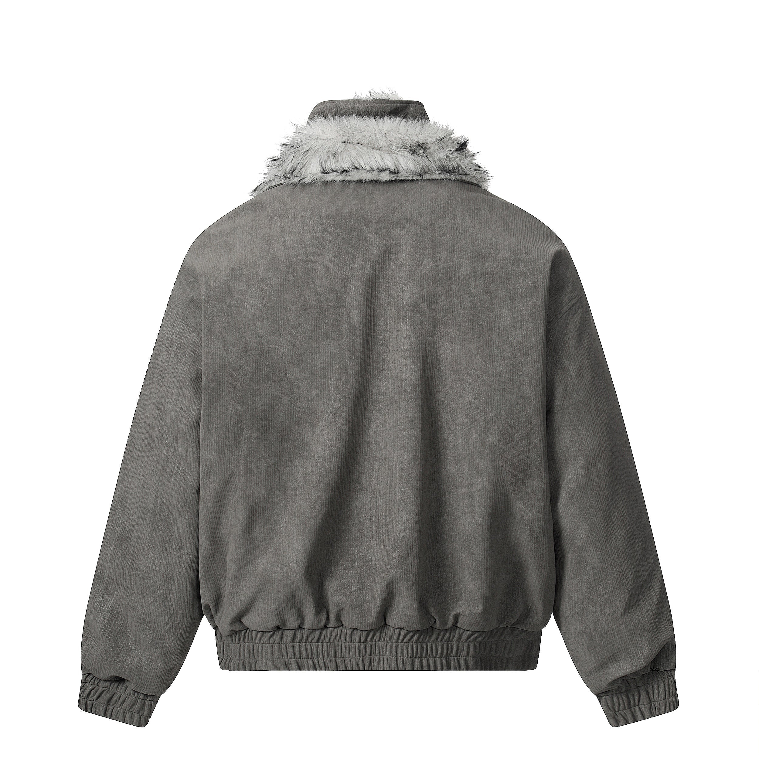 Faux Fur Trim High-Neck Bomber Jacket | Streetwear