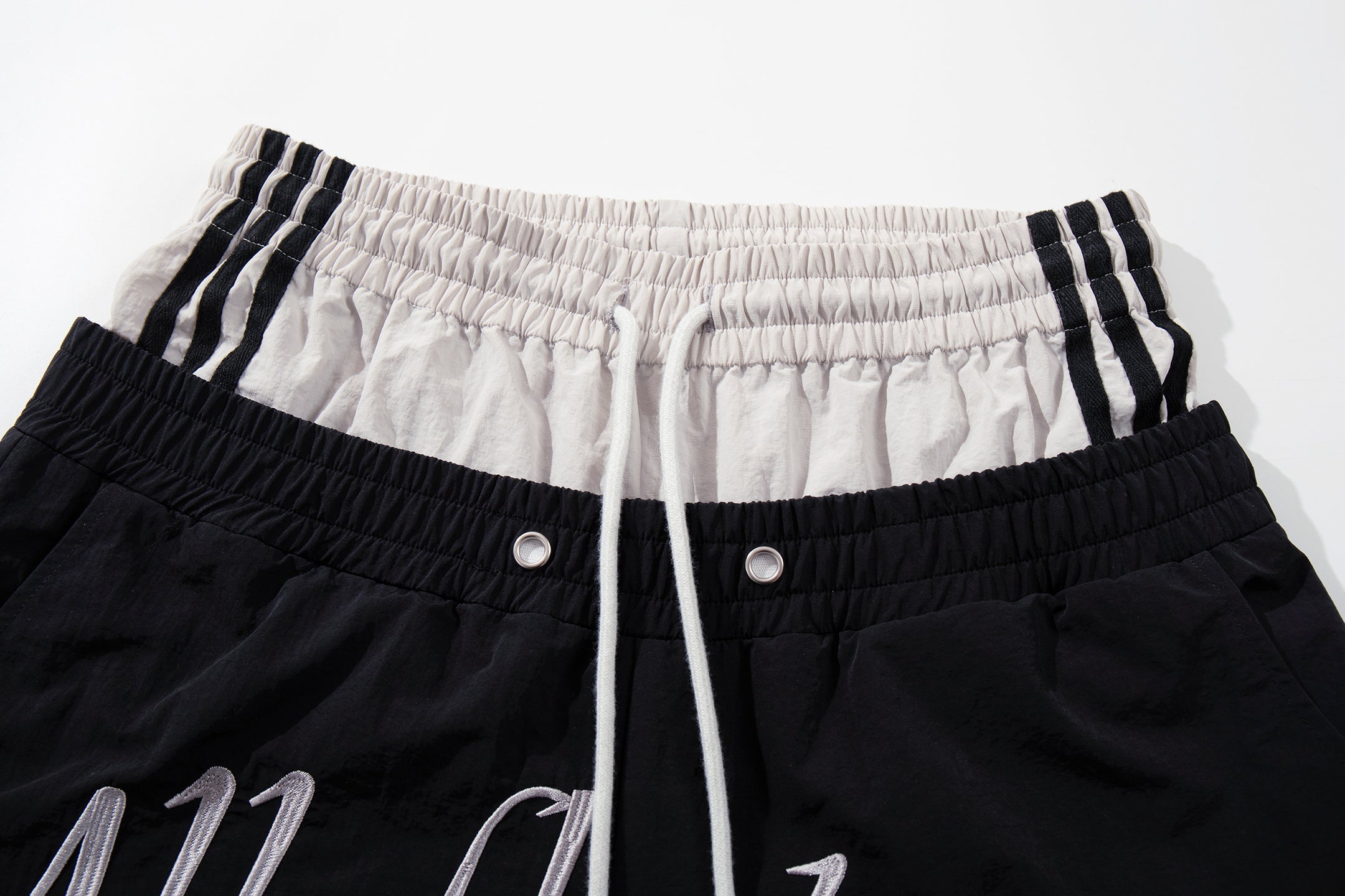 Script Graphic Wide-Leg Track Pants | Contrast Panel