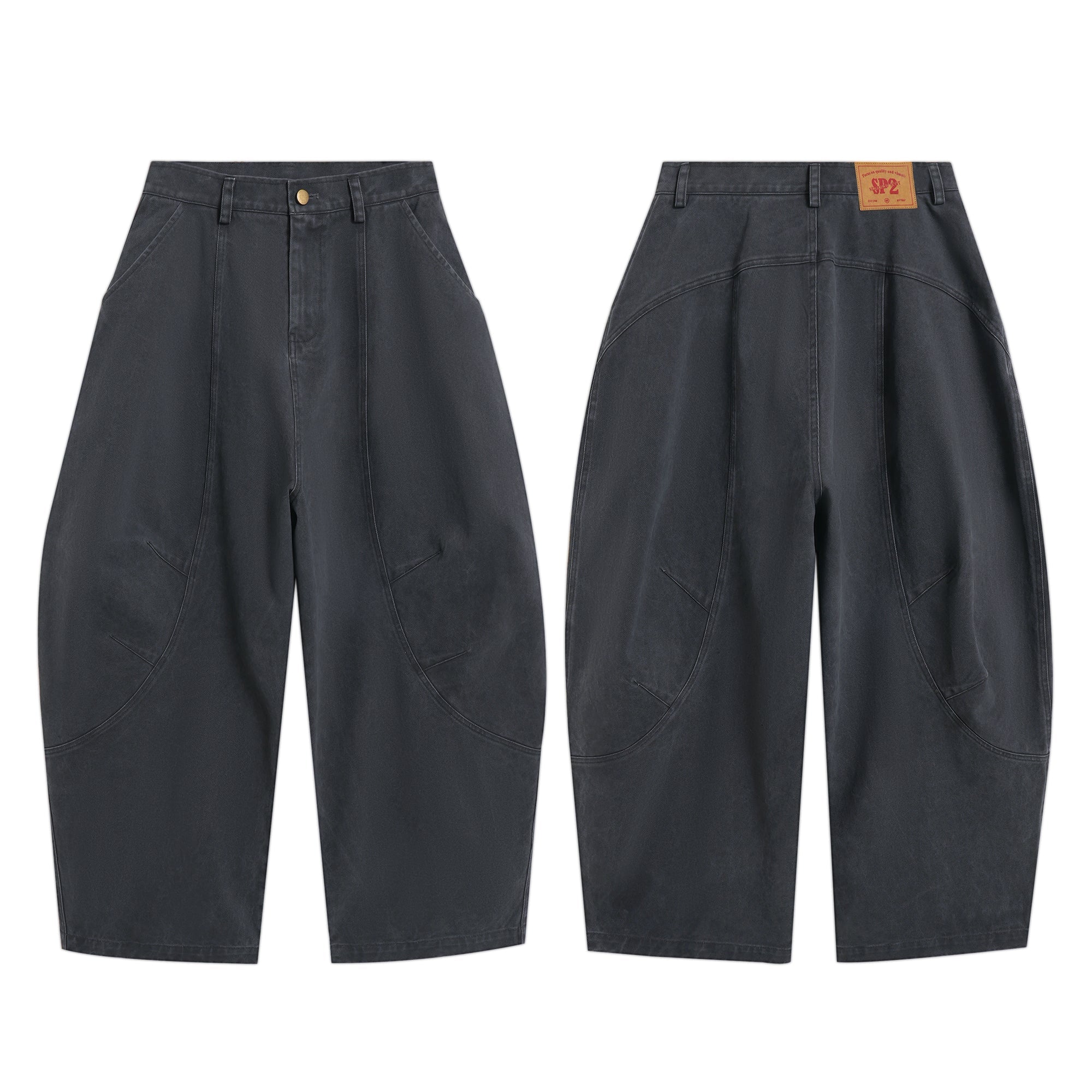 Curved-Cut Barrel Leg Pants | Heavyweight Cotton Trousers