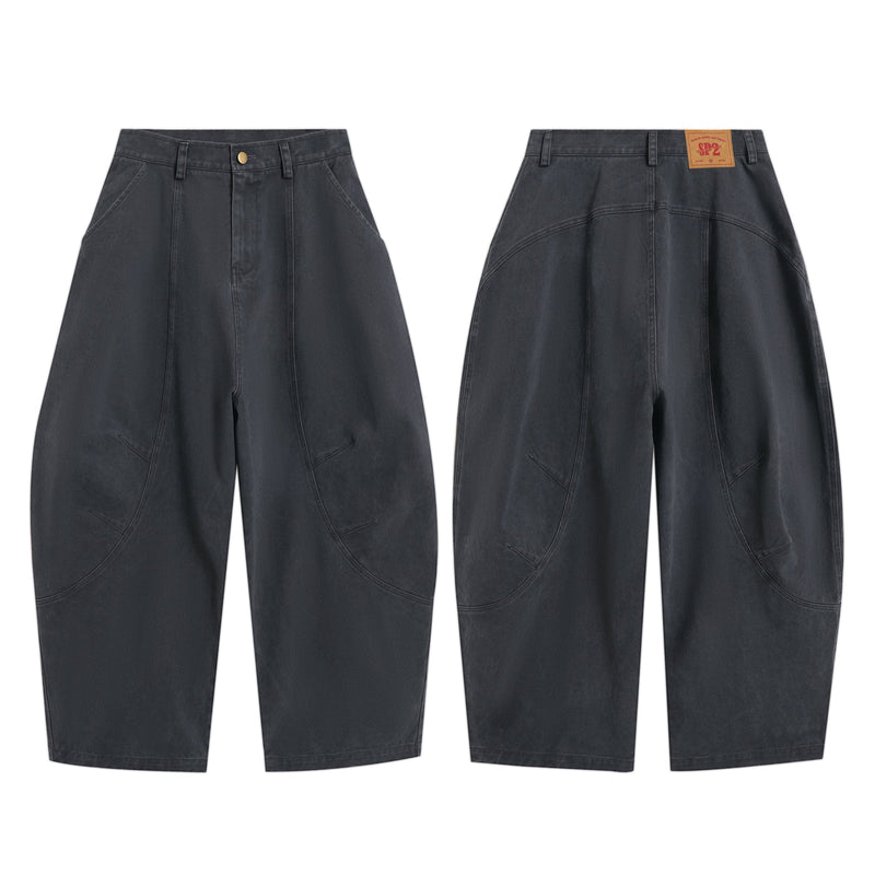 Curved-Cut Barrel Leg Pants | Heavyweight Cotton Trousers