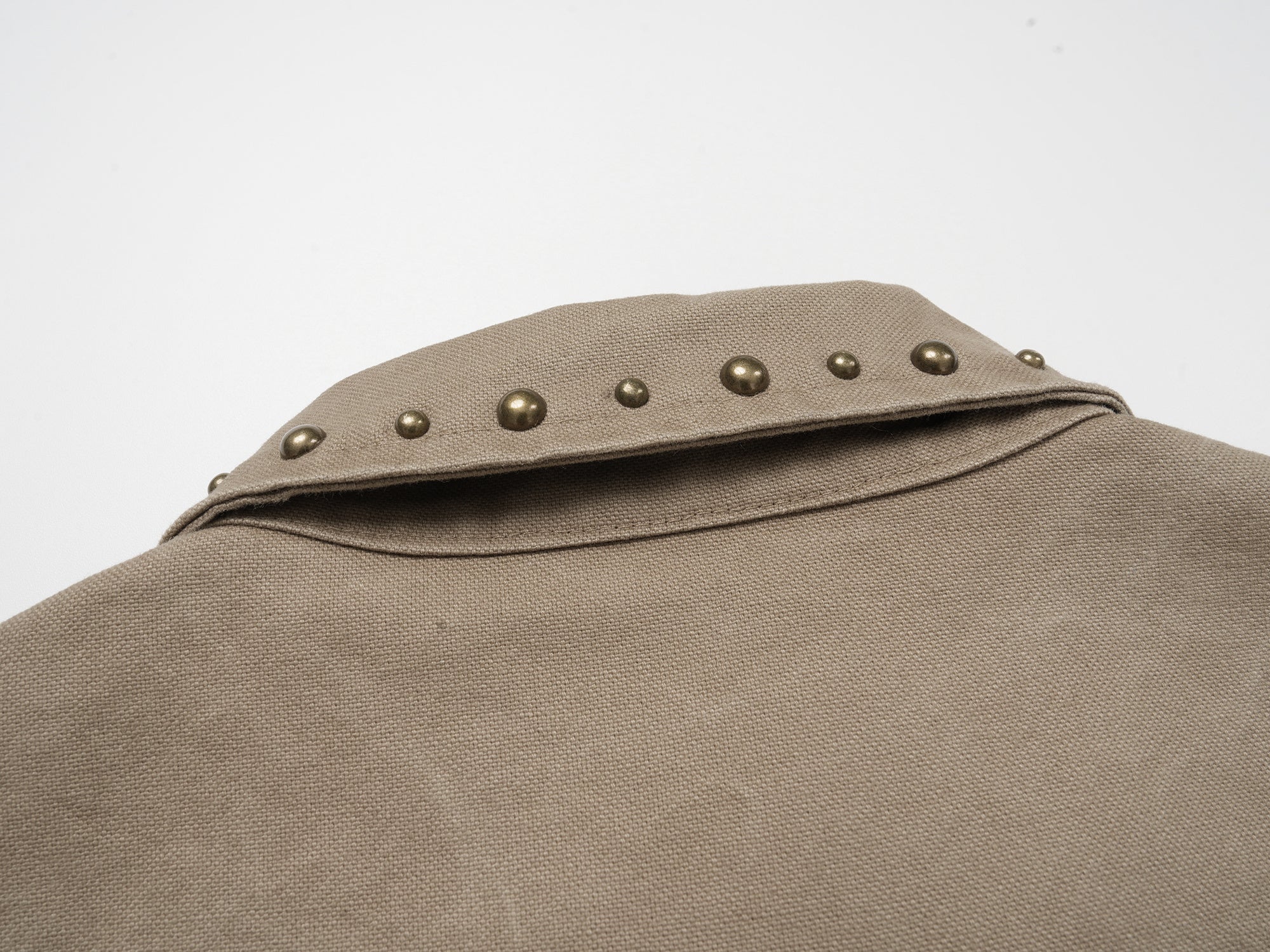 Studded Vintage Work Jacket | Washed Cotton Zip-Up
