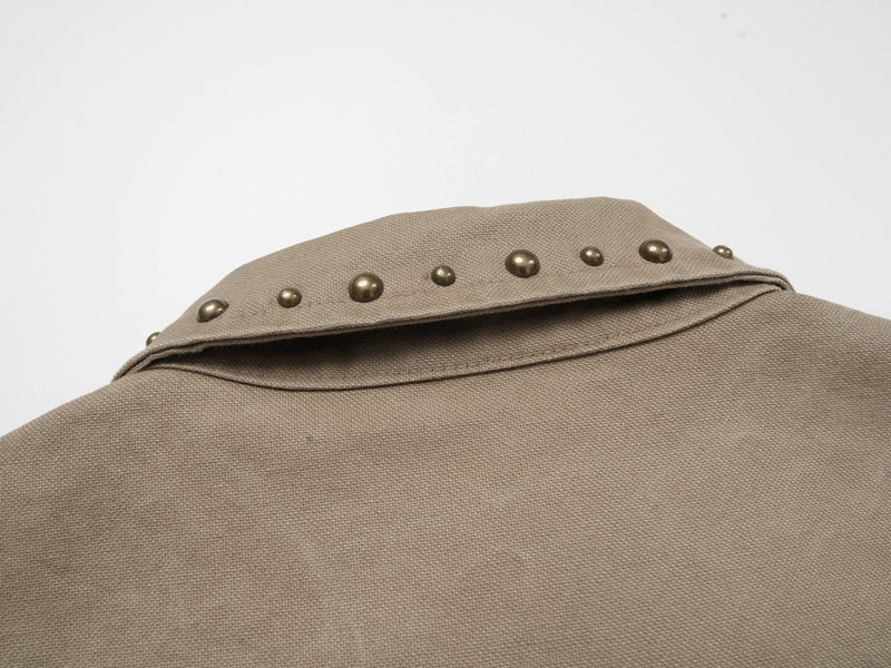Studded Vintage Work Jacket | Washed Cotton Zip-Up