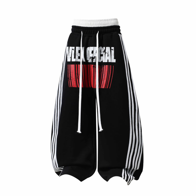 Barcode Graphic Wide-Leg Sweatpants | Streetwear Joggers