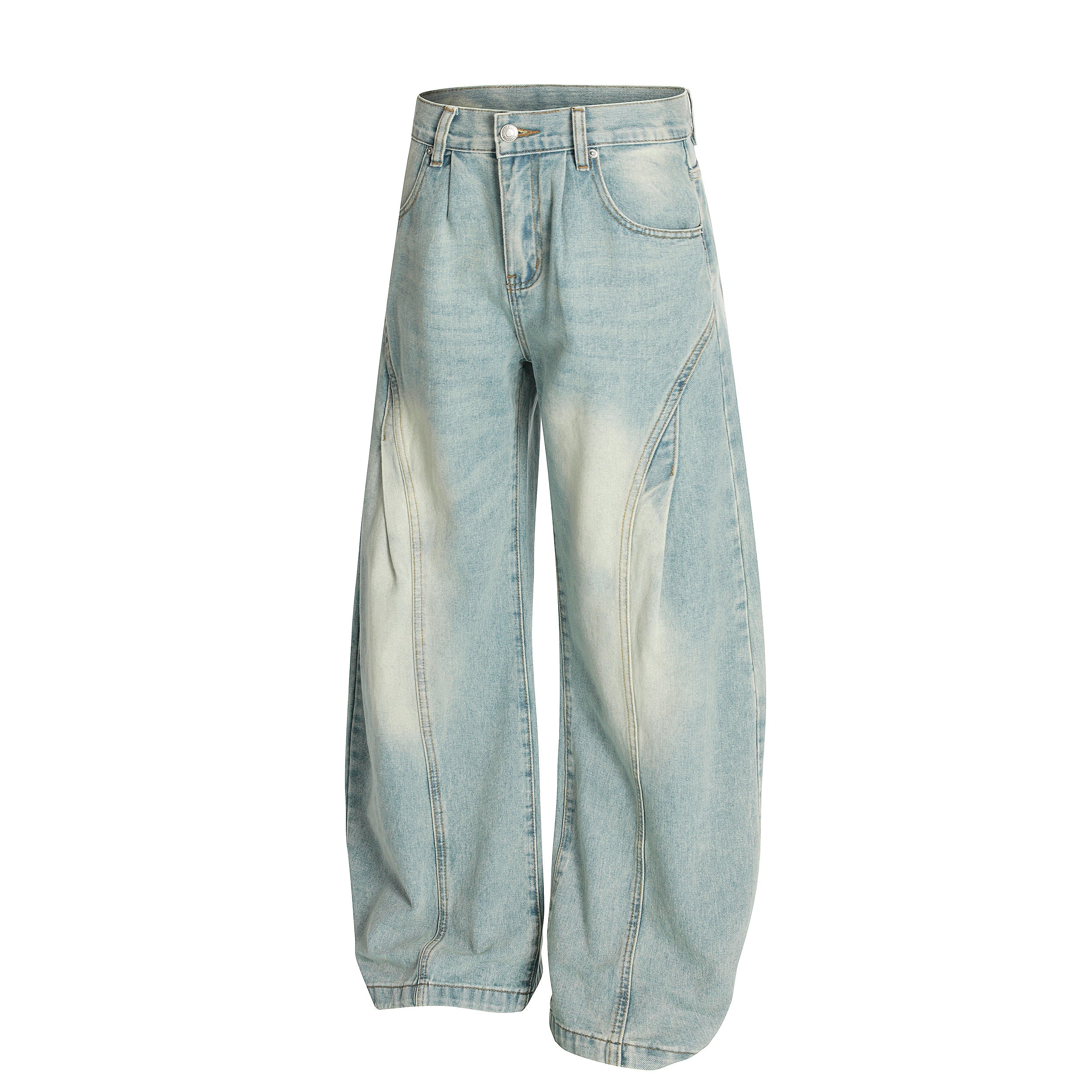 Cloud-Fade Balloon Jeans | Wide-Leg Streetwear Denim