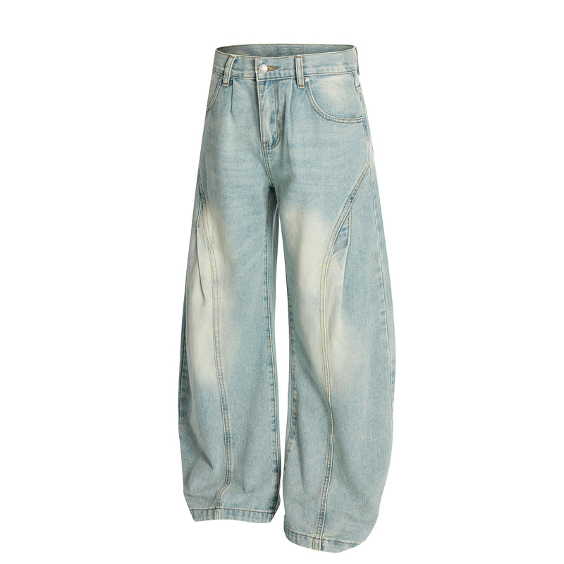 Cloud-Fade Balloon Jeans | Wide-Leg Streetwear Denim