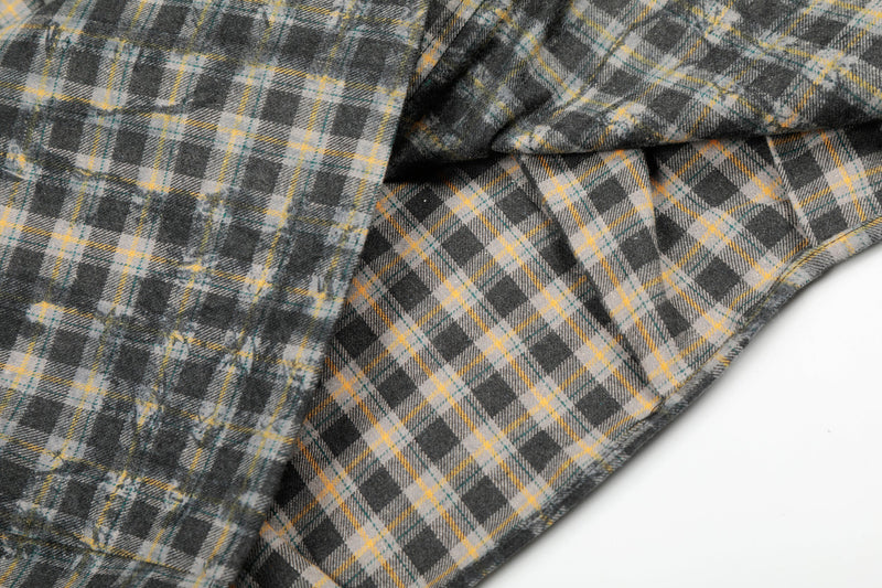Omirad Vintage Washed Plaid Button-Up Jacket | Cropped Boxy Fit