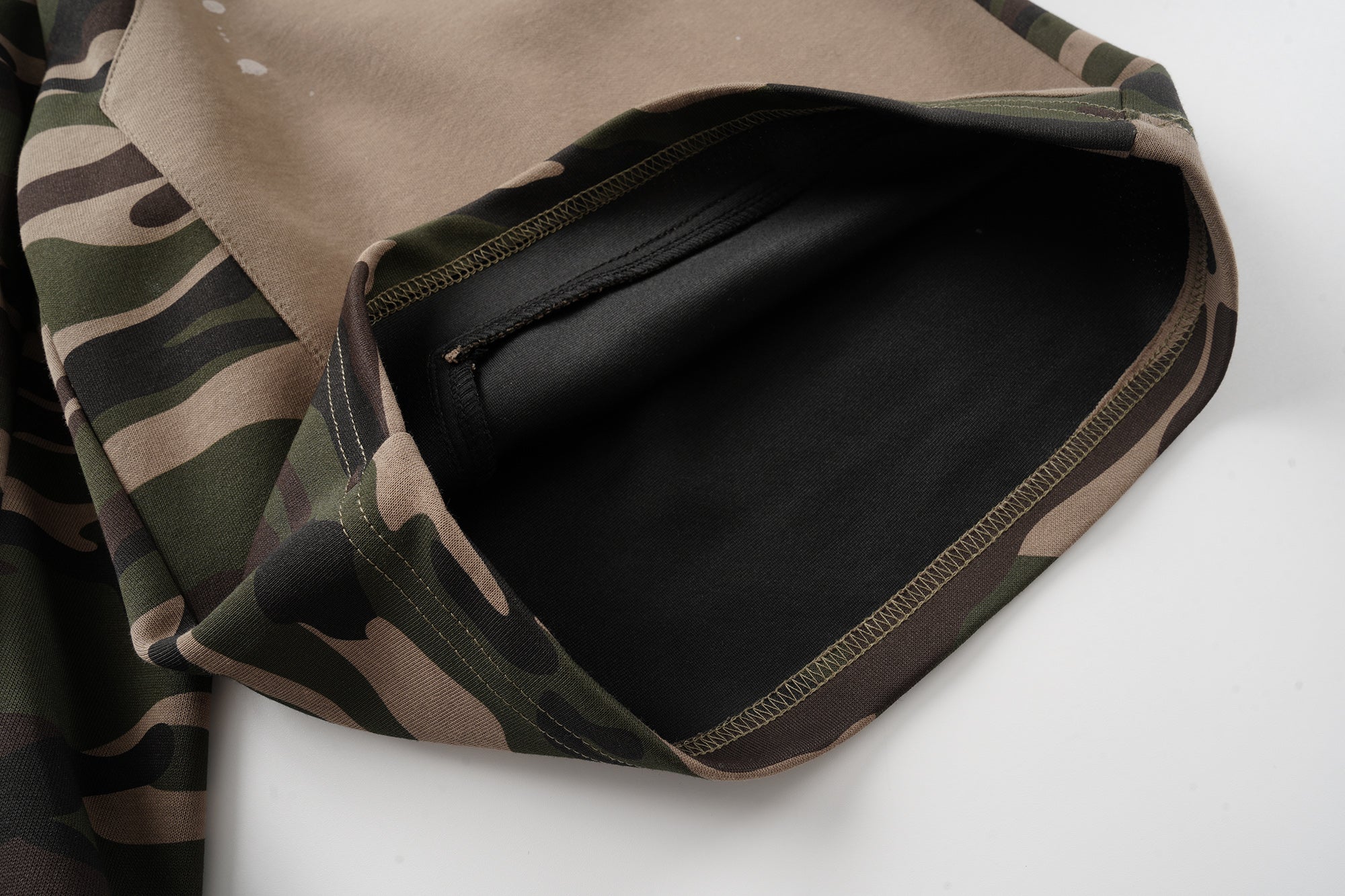 Camo Patchwork Baggy Shorts | Paint Splatter Streetwear