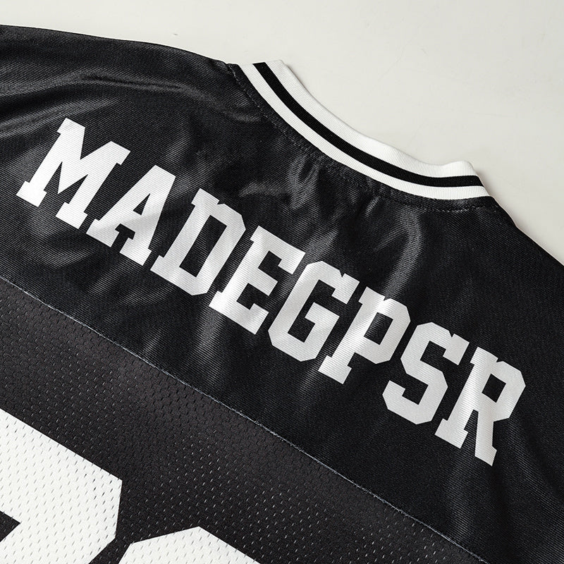 Flame Graphic Football Jersey | Streetwear Varsity Style #72