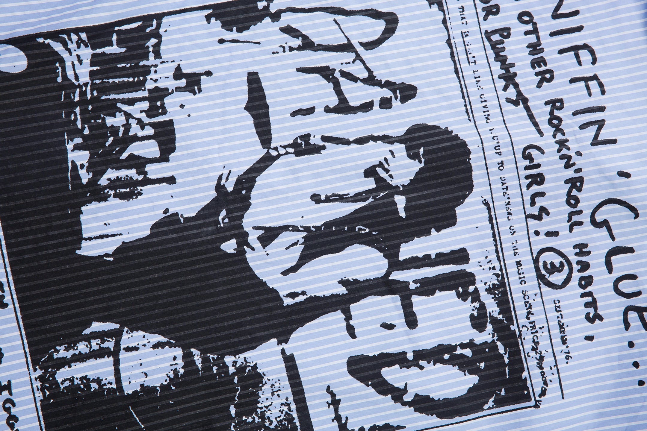 Punk Zine Graphic Layered Pinstripe Shirt | Streetwear