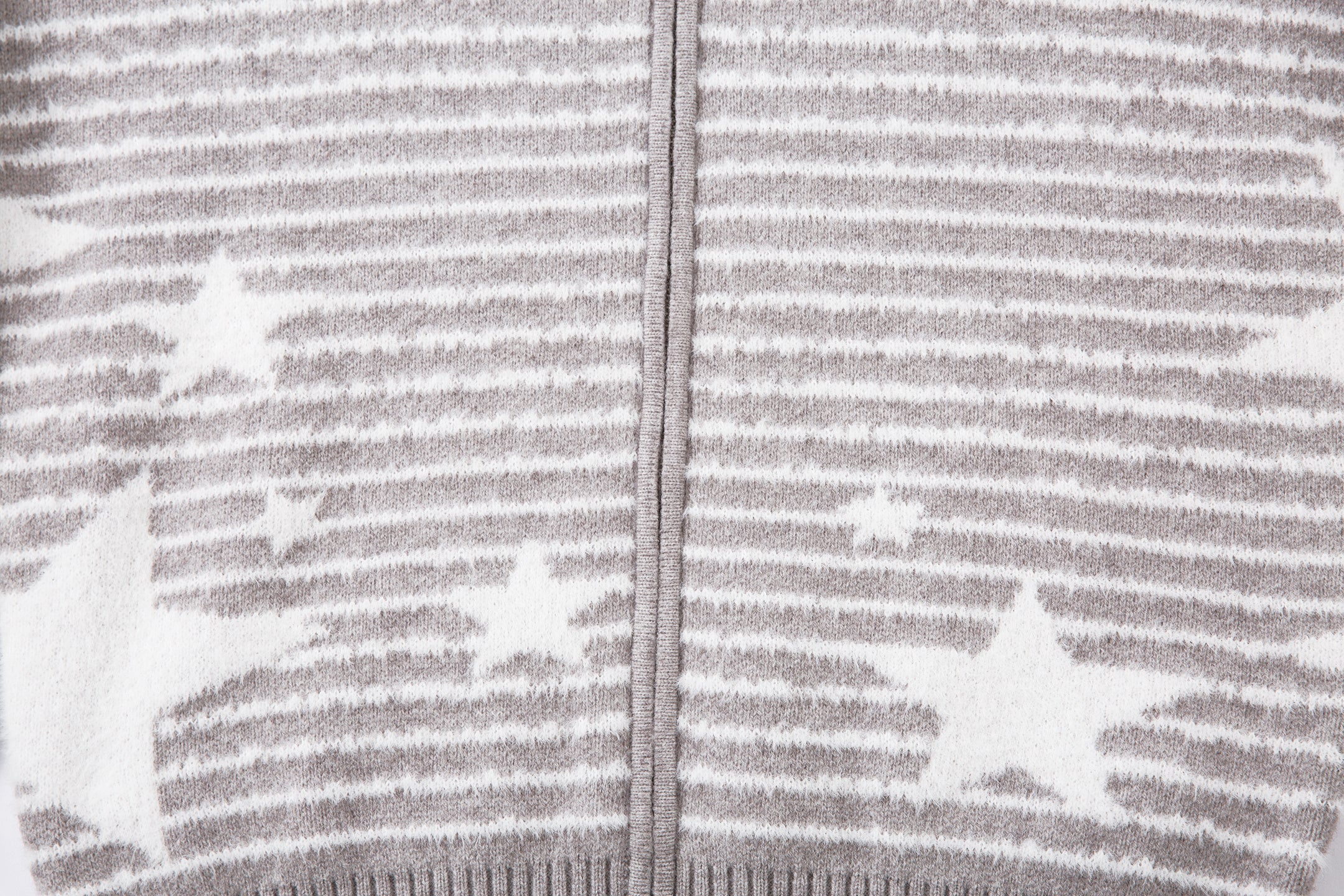 Star Knit Faux Fur Trim Hooded Zip Jacket | SEAKOFF