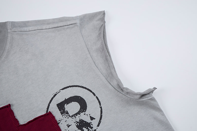 Distressed Cross Sleeveless T-Shirt | Gothic Punk Streetwear