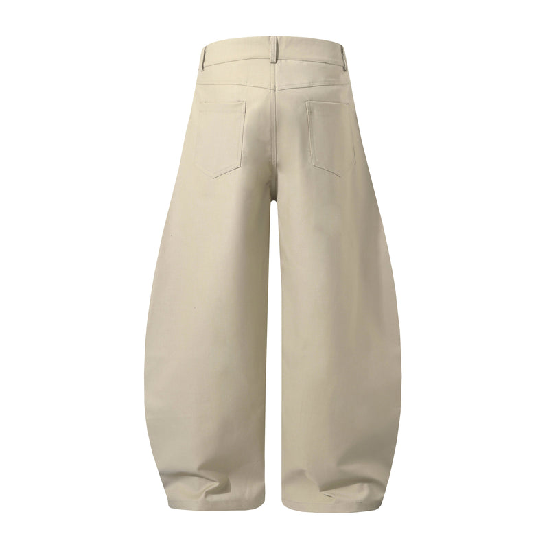 Multi-Button Barrel Wide-Leg Trousers | Sculpted Silhouette