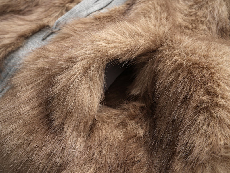 Faux Fur Hooded Bomber Jacket | Streetwear Cropped Zip-Up
