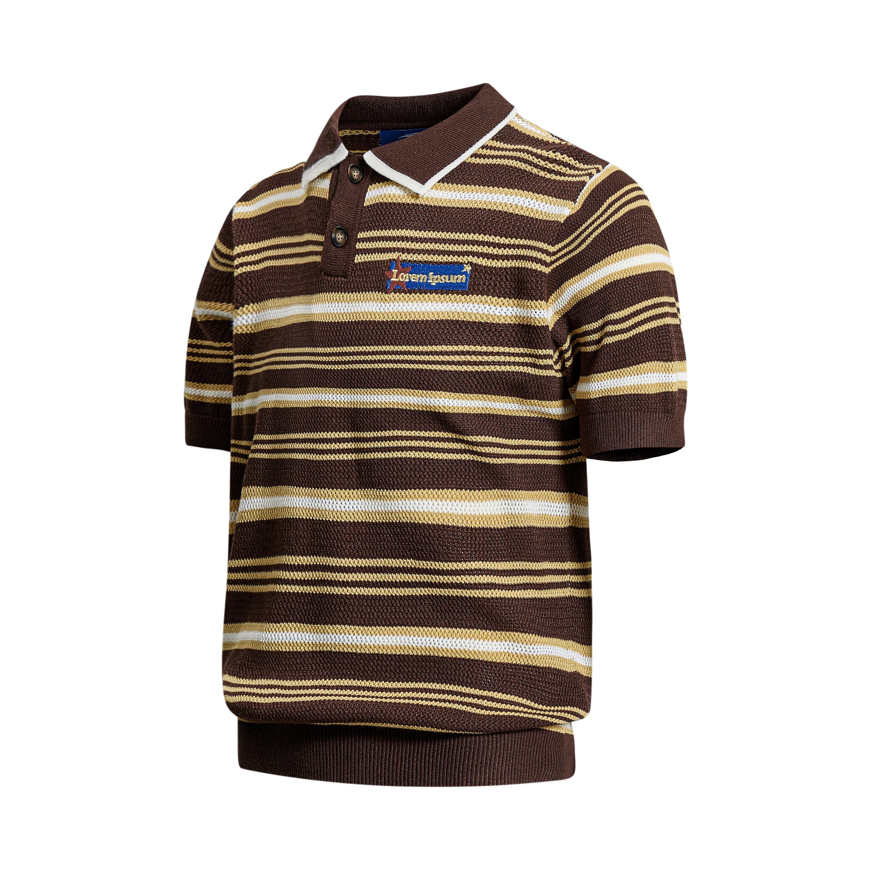 Omirad Retro Stripe Knit Polo | Vintage Collegiate Cotton Polo