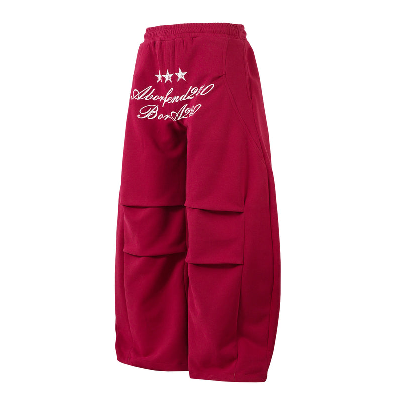 Omirad Embroidered Multi-Pocket Wide-Leg Cargo Sweatpants