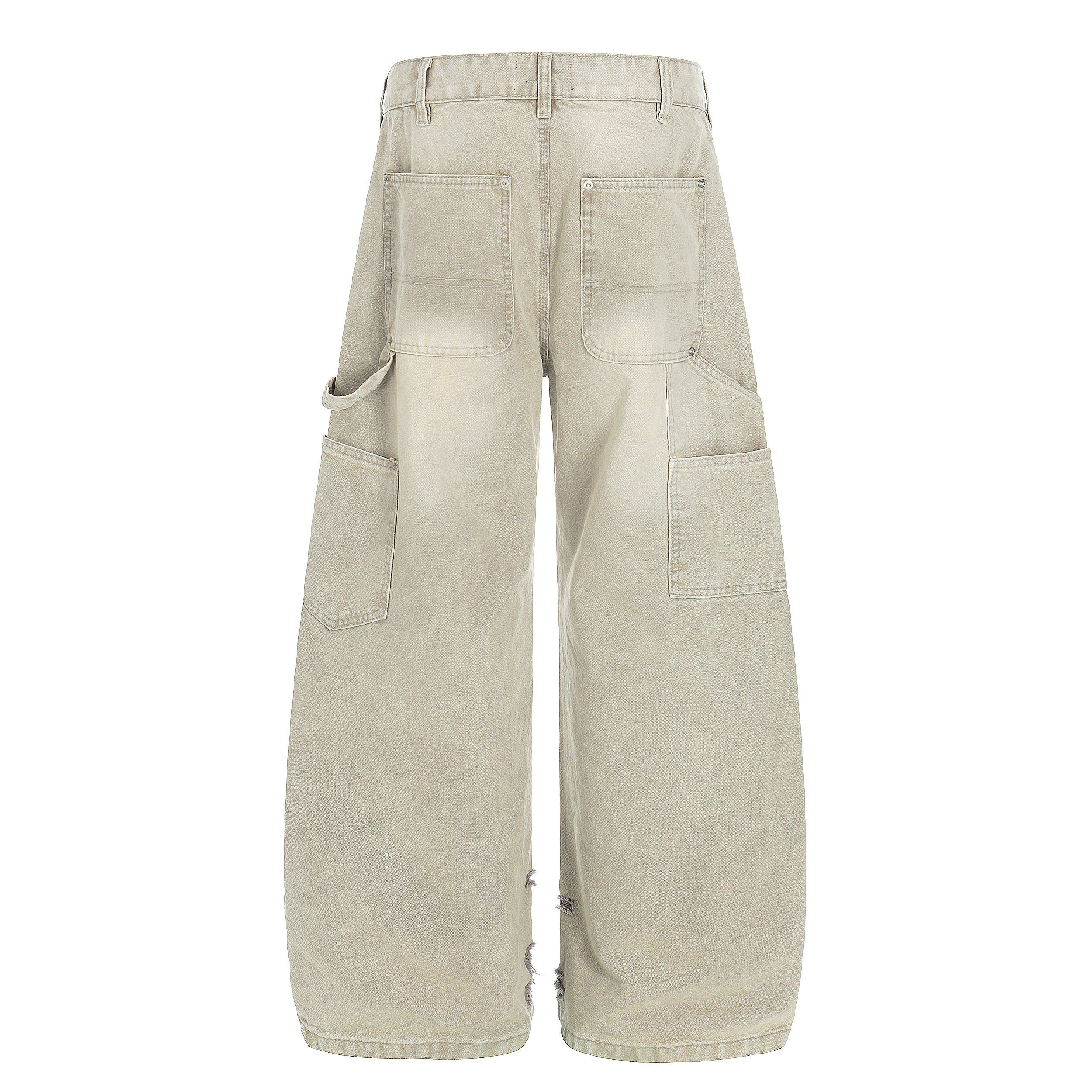 Washed Distressed Utility Carpenter Jeans | Wide Leg