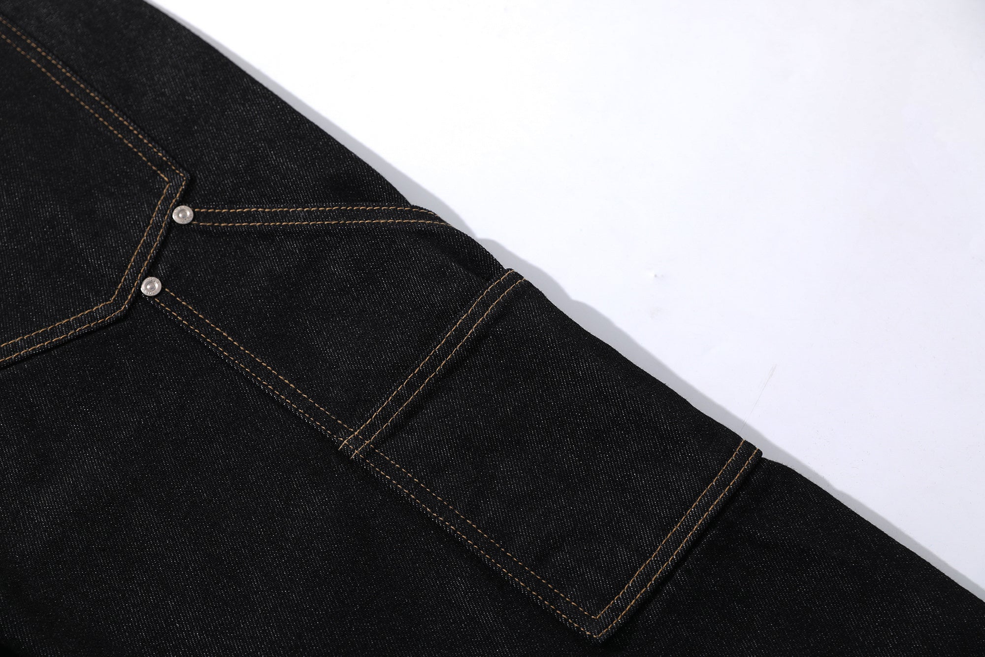 Omirad Multi-Pocket Wide-Leg Cargo Denim Pants | Black