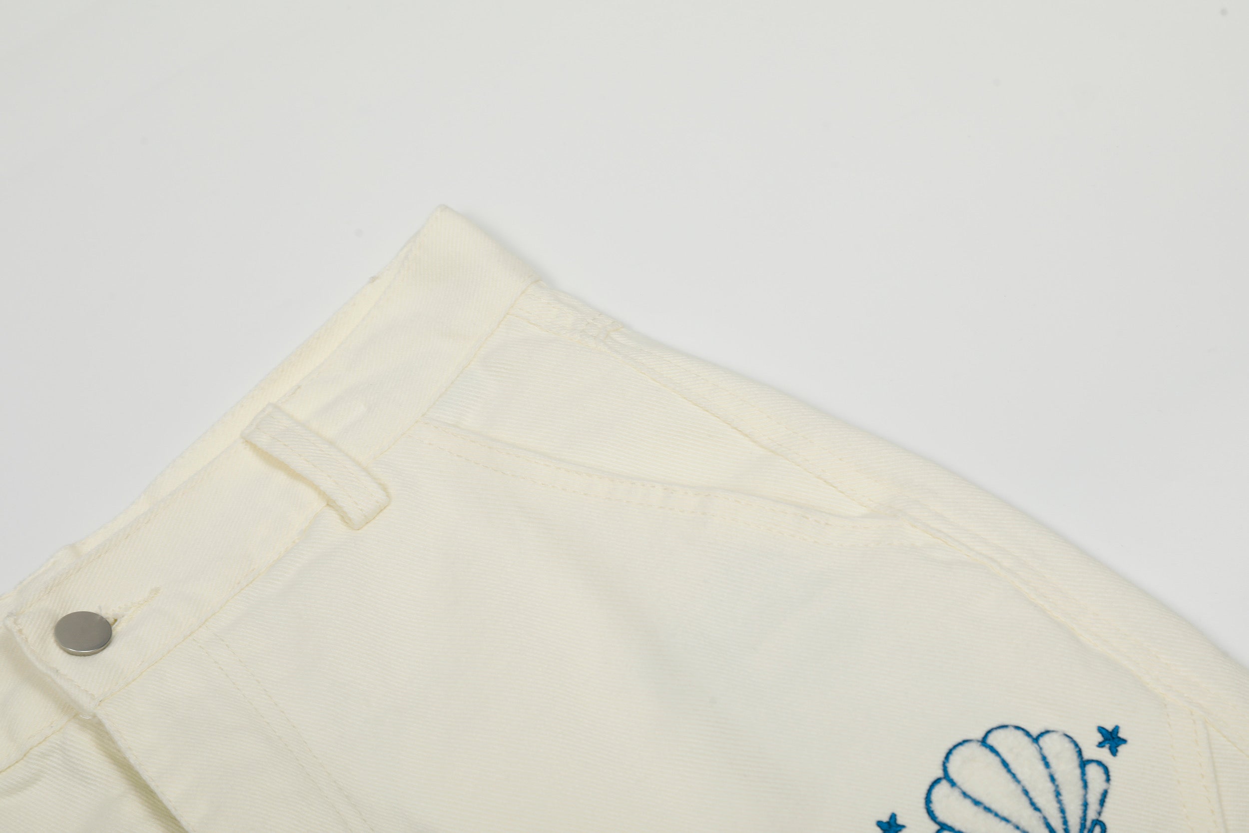 Sea Shell Embroidered Wide-Leg Cargo Pants | Coastal Streetwear