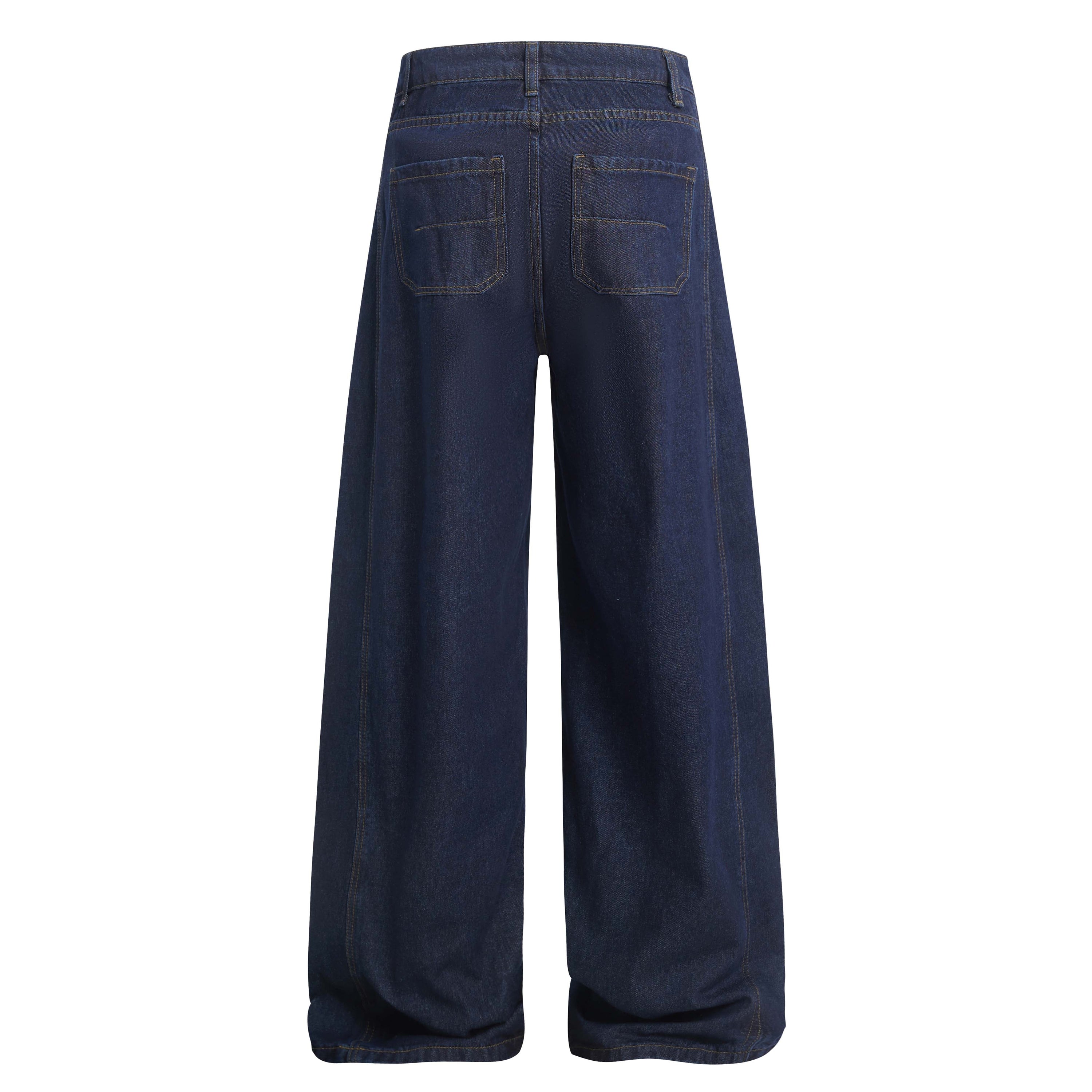 Omirad Contrast Piping Wide-Leg Jeans | Retro Street Denim