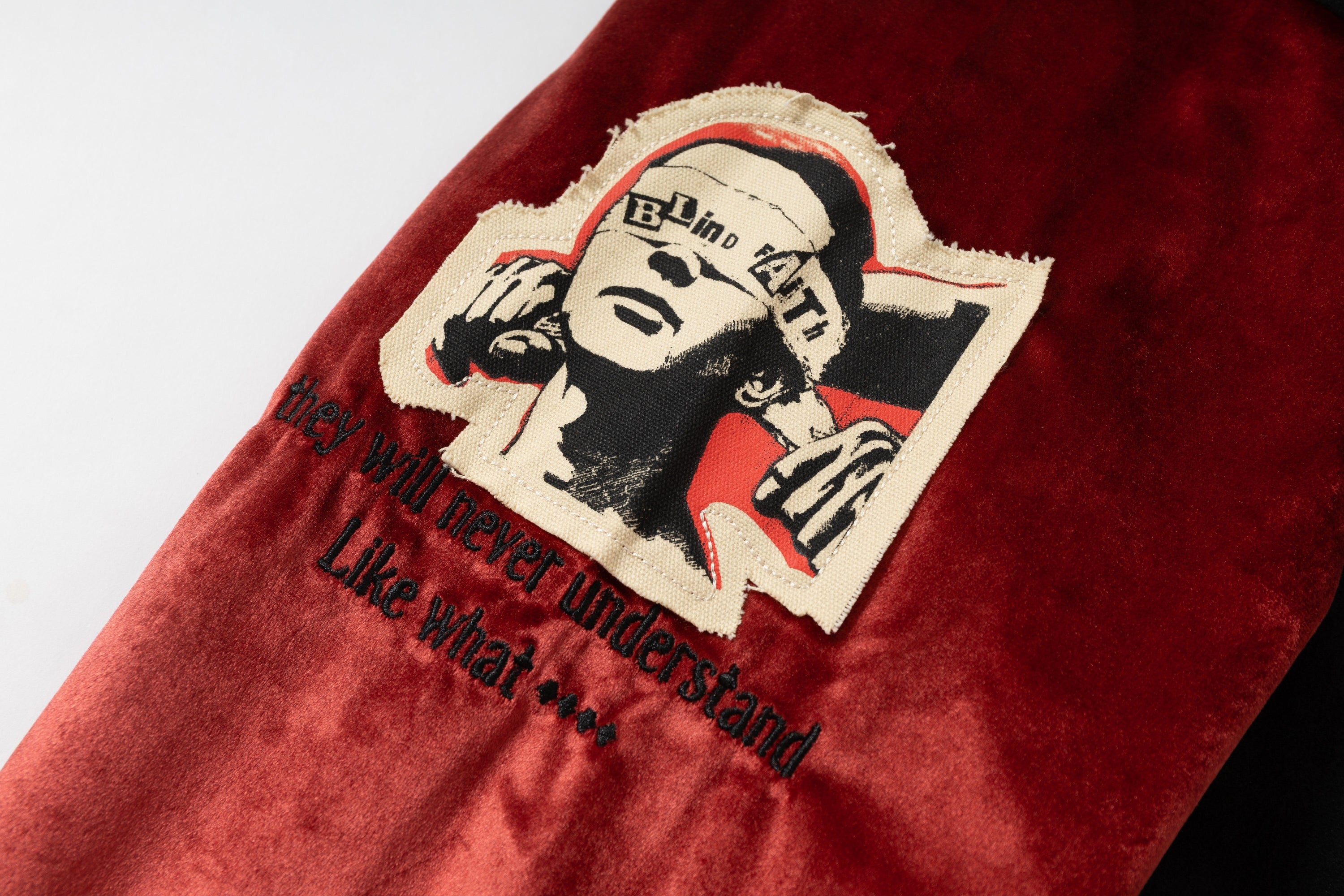Retro Punk Varsity Jacket | Black & Red Graphic Bomber