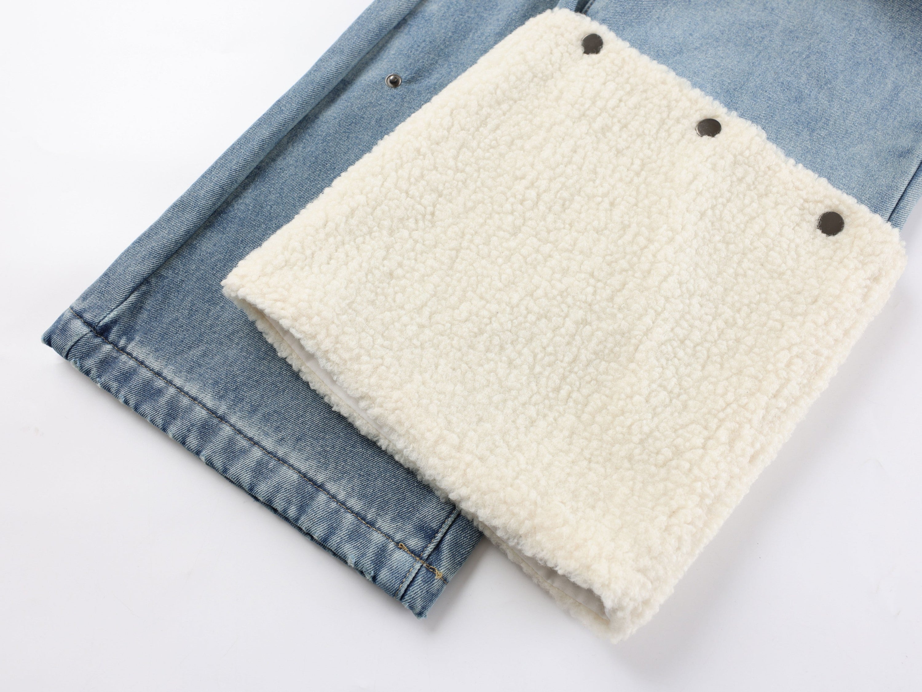 Fleece-Lined Wide-Leg Stacked Denim Pants | Winter Street Style