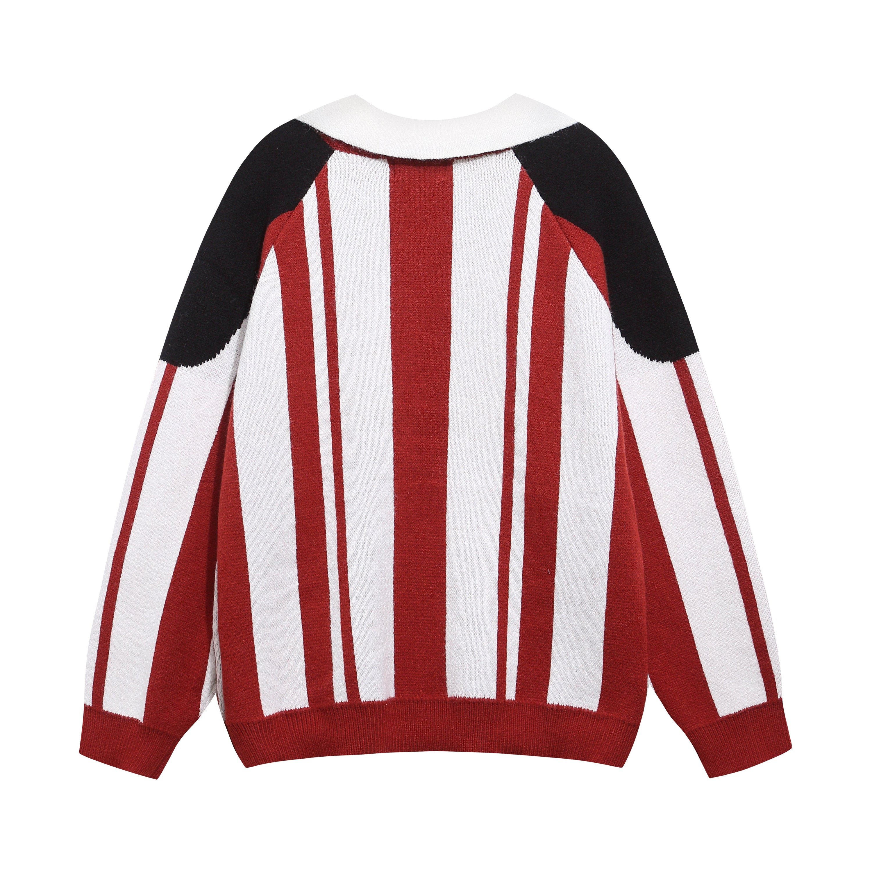 Retro Varsity Stripe Knit Sweater | Baseball Jersey Style