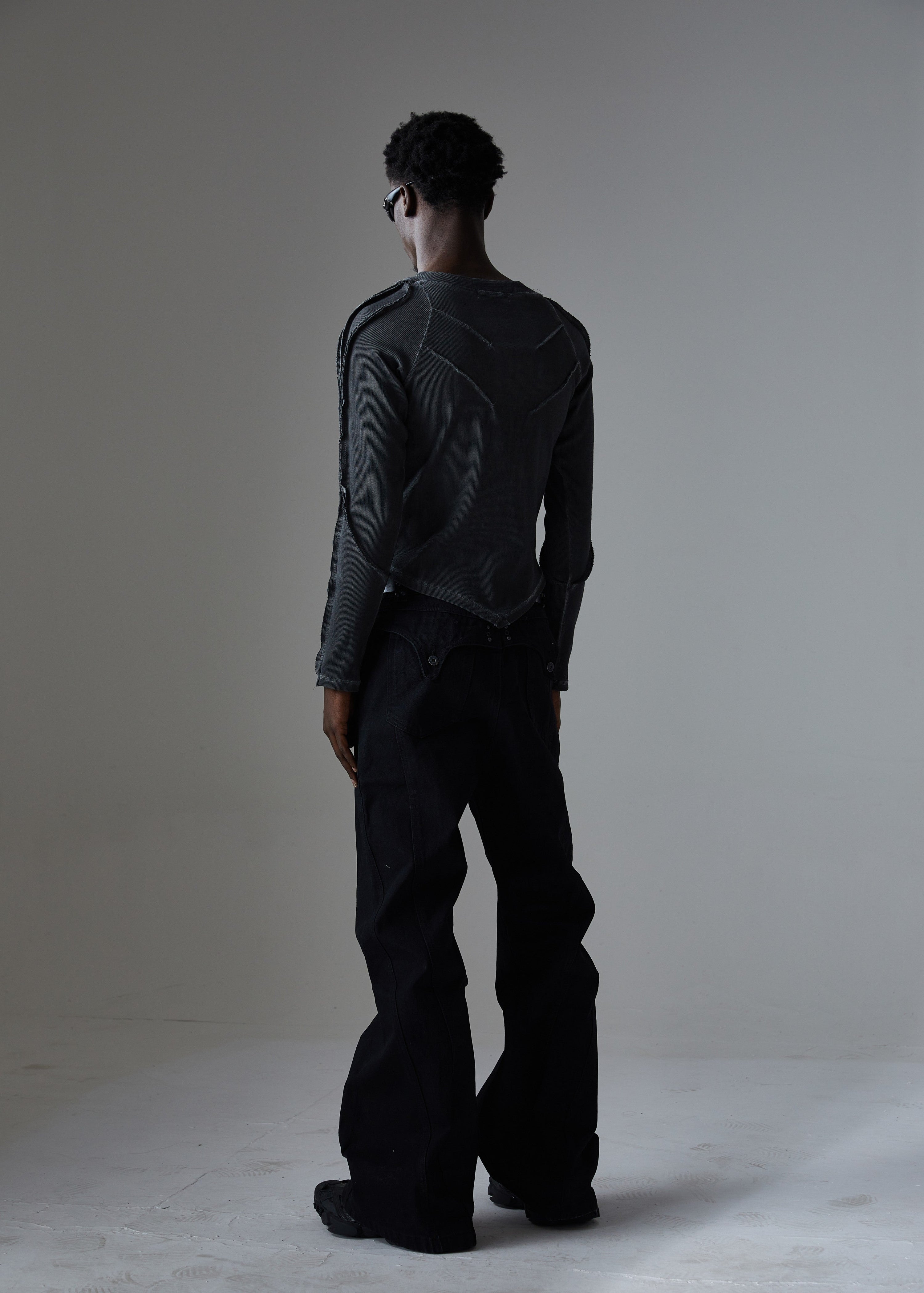 Omirad Studded Panel Wide-Leg Jeans | Dark Streetwear Denim