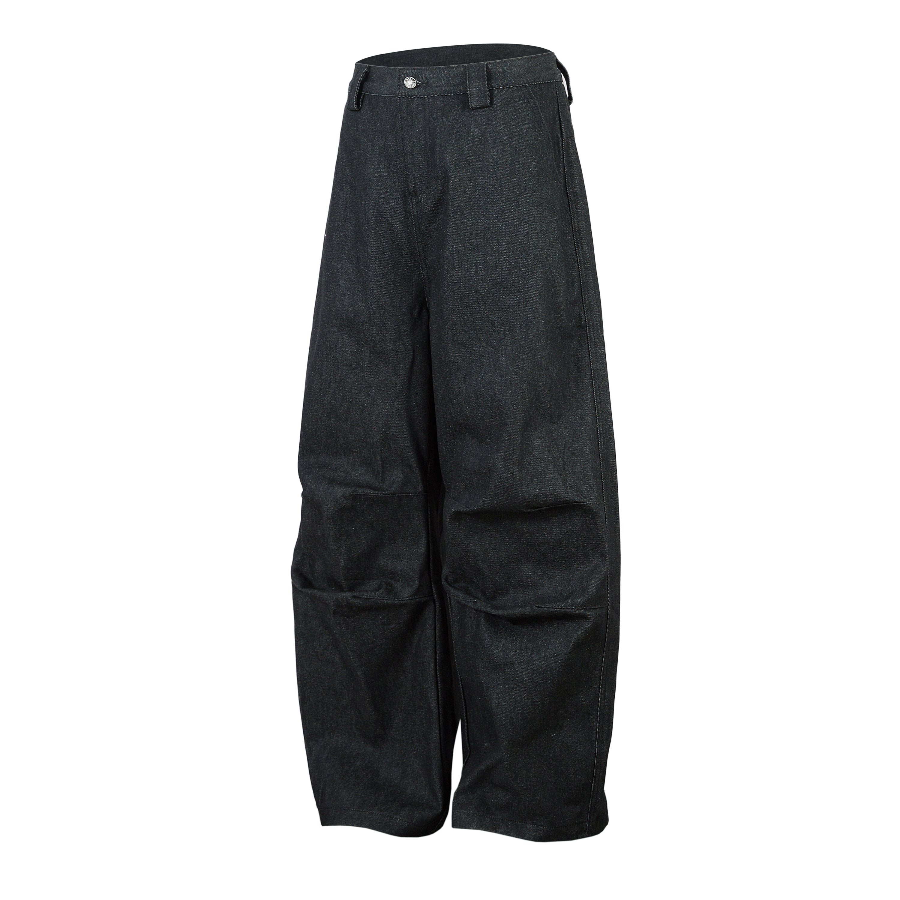 Structured Pleat Wide-Leg Dark Denim Pants | Omirad