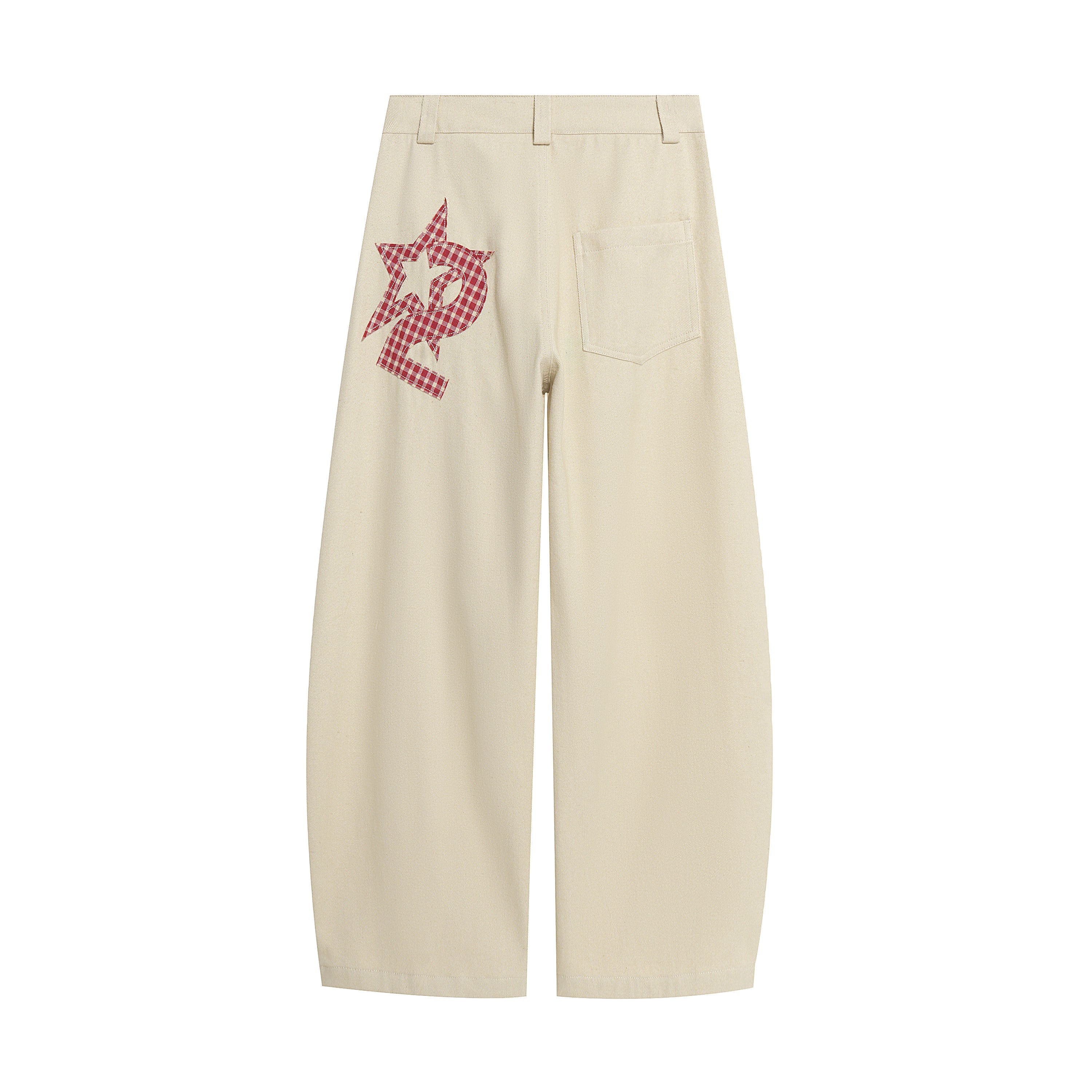 Star Patch Wide-Leg Cotton Pants | Streetwear Graphic Trousers