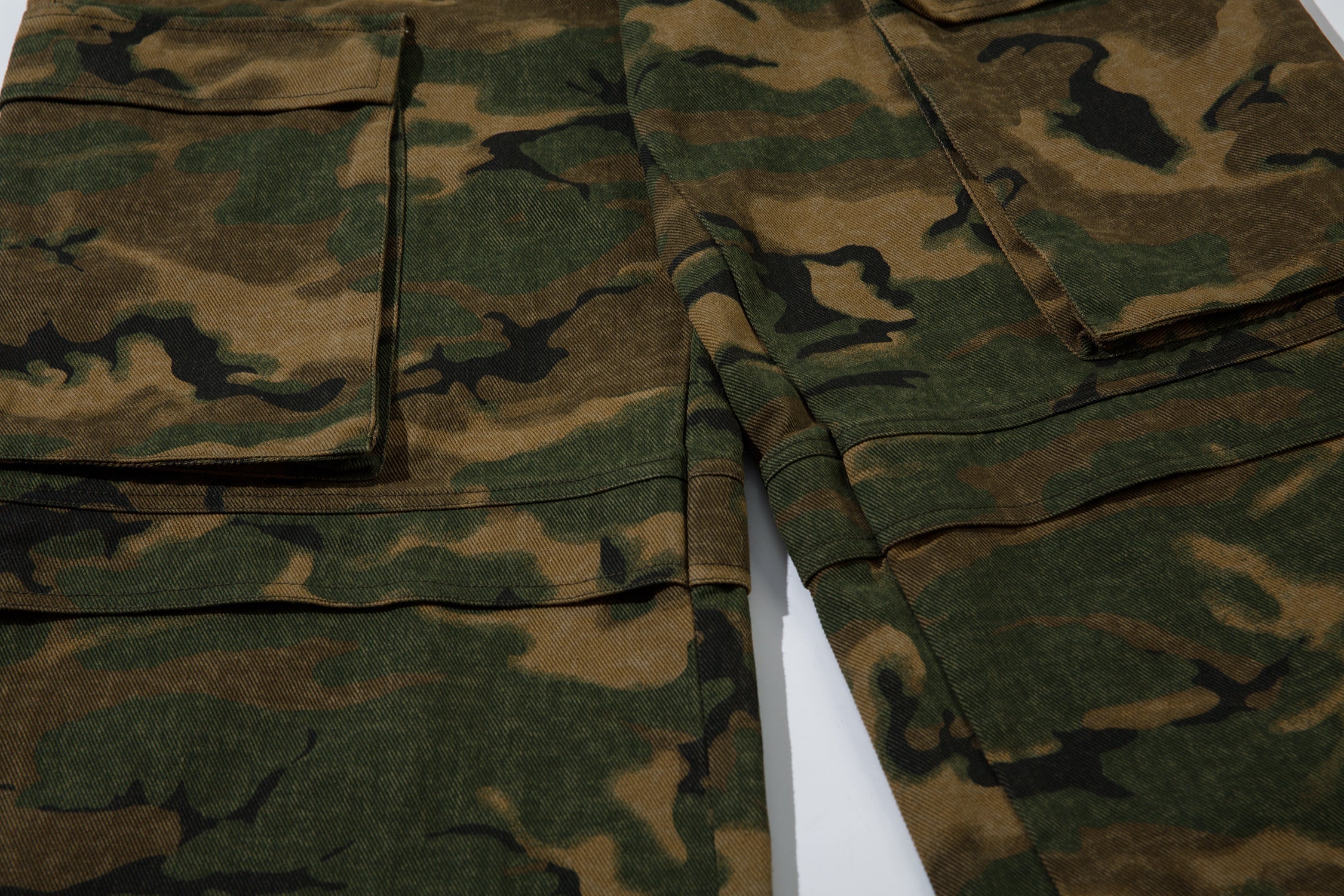Omirad Woodland Camo Cargo Wide-Leg Pants | 100% Cotton