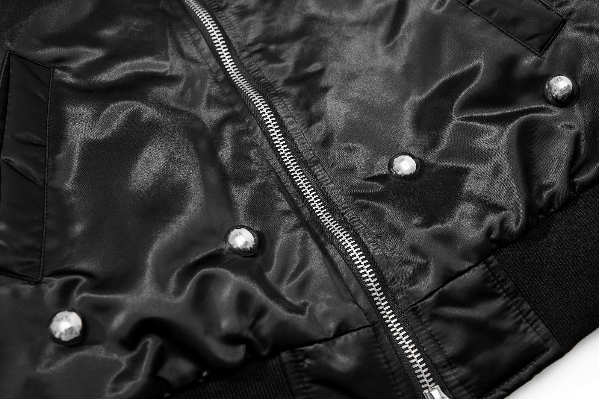 Omirad Glossy Bomber Jacket with Detachable Faux Fur Collar