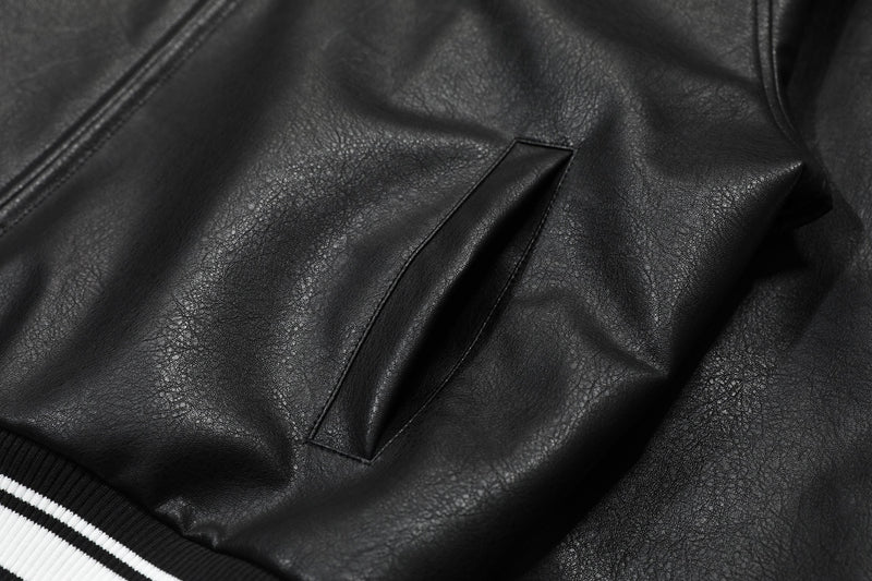Varsity Patch PU Leather Bomber Jacket | Retro Streetwear