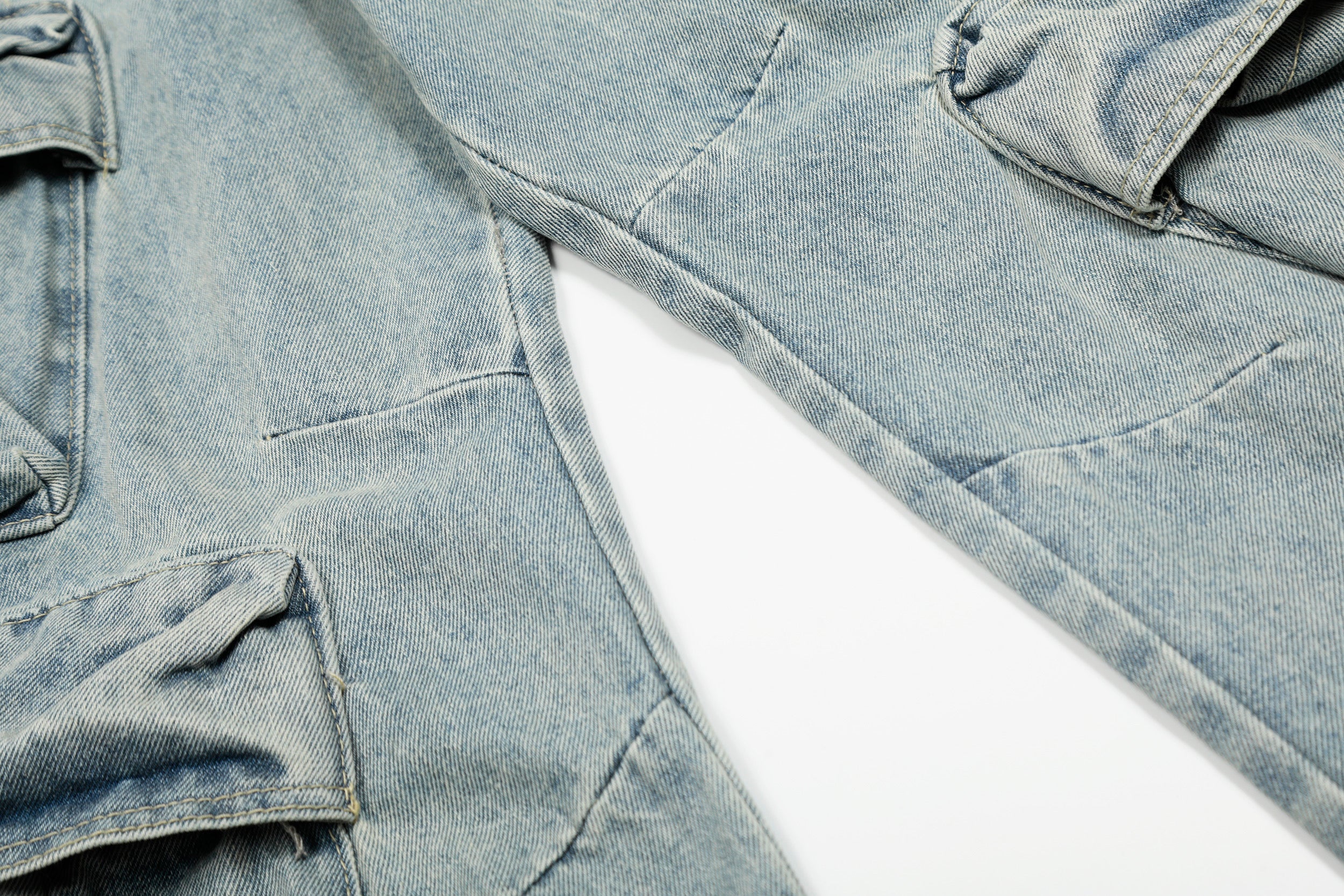 Multi-Layer Cargo Denim Pants | Wide-Leg Streetwear Jeans