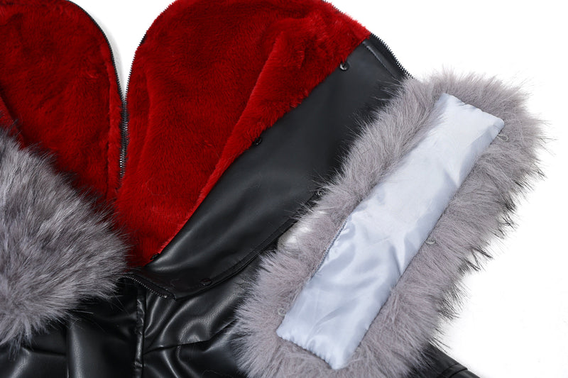 Faux Fur Hood PU Puffer Jacket | High-Gloss Street-Luxury