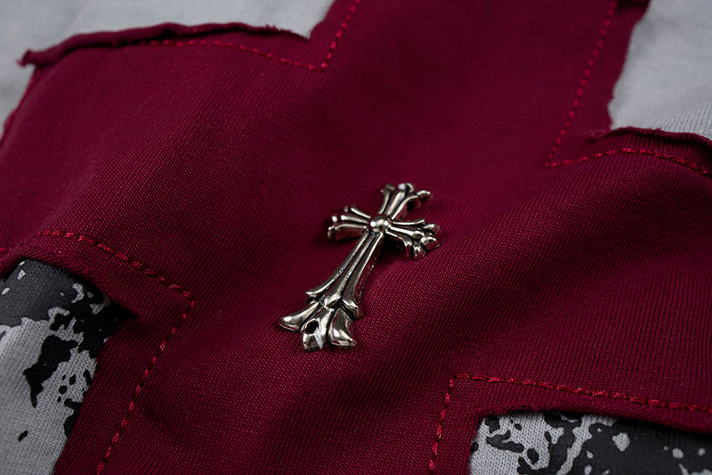 Distressed Cross Sleeveless T-Shirt | Gothic Punk Streetwear