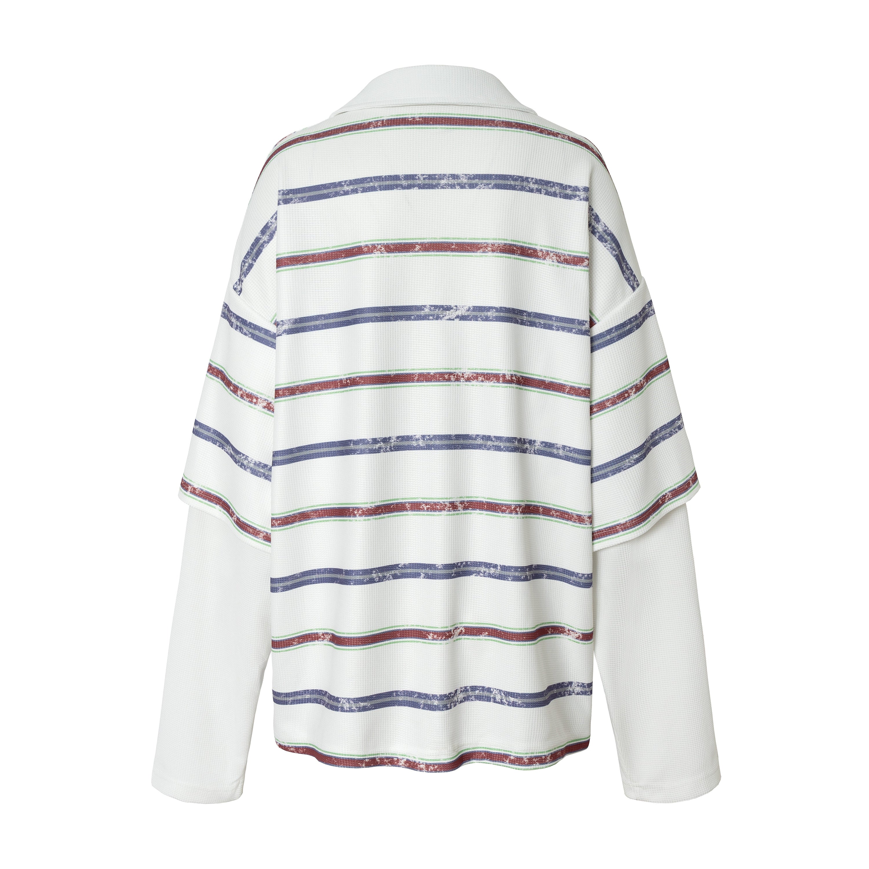 Abstract Graphic Stripe Long-Sleeve Polo Shirt | Streetwear