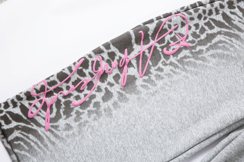 Omirad Leopard Gradient Sweatpants | Grey & Pink Graffiti