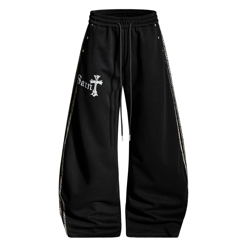 Omirad Gothic Cross Track Pants | Wide-Leg Streetwear