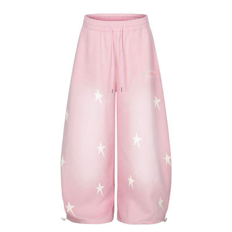 Star Print Gradient Wide-Leg Sweatpants | Streetwear Joggers
