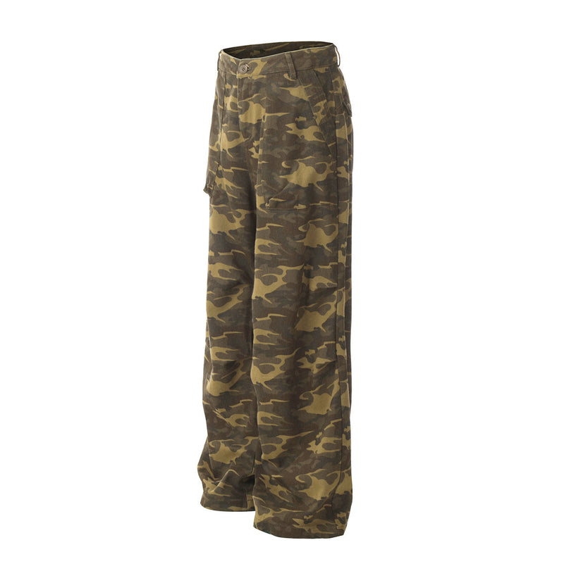 Omirad Washed Camo Wide-Leg Pants | 100% Cotton Streetwear