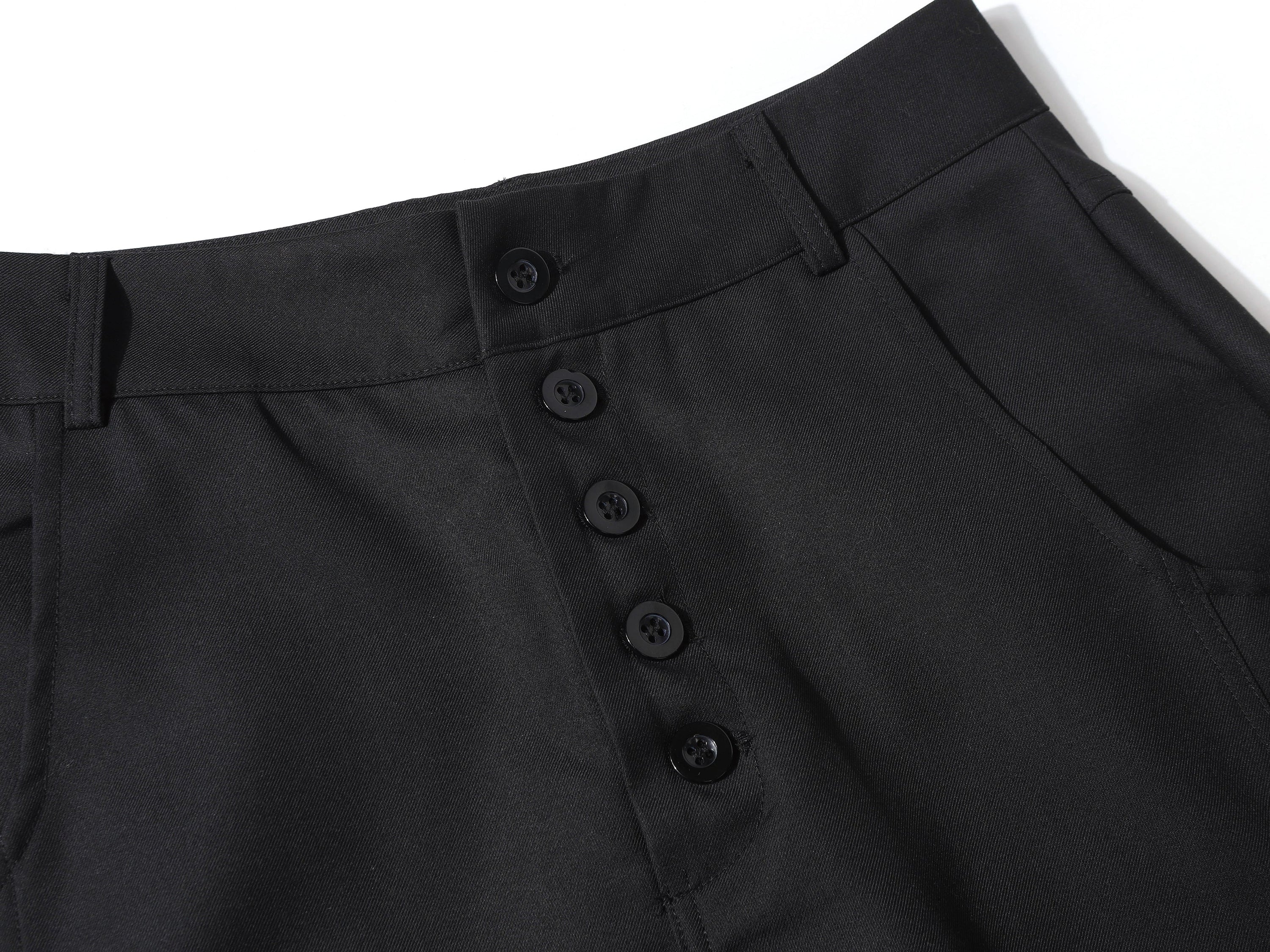 Multi-Button Barrel Wide-Leg Trousers | Sculpted Silhouette